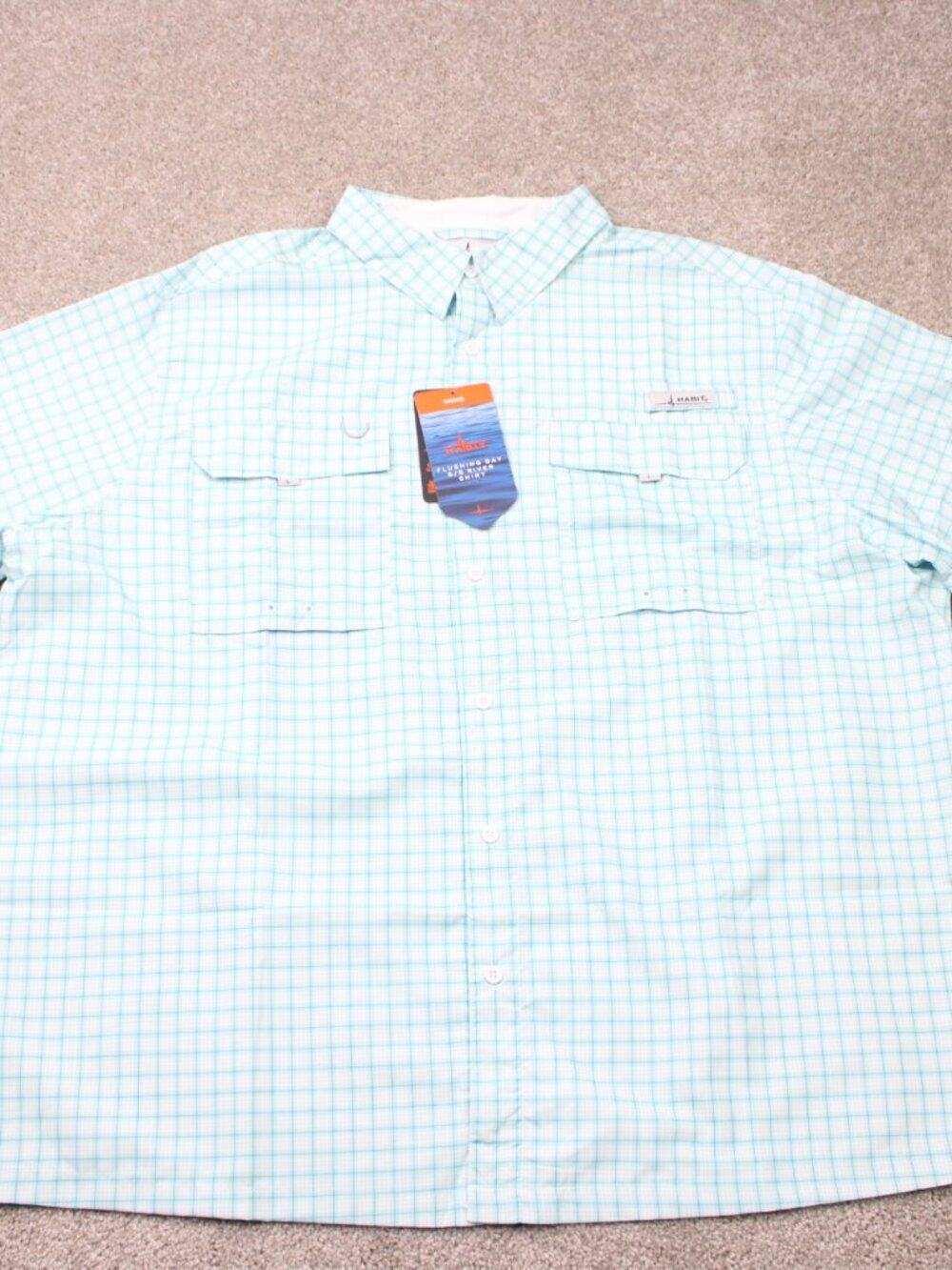 Habit Shirt NWT Mens 3XL XXXL Blue Flushing Bay River Fishing Short Sleeve